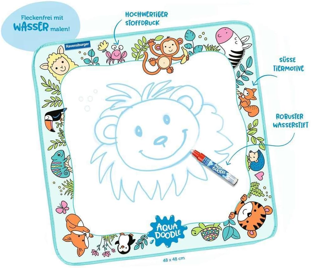Ravensburger 4565 Aquadoodle Animals - Erstes Malen für Kinder ab 18 Monate - Malset für fleckenfreien Malspaß mit Wasser - inklusive Matte und Stift