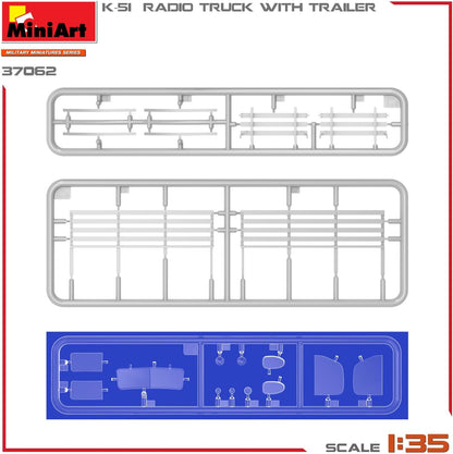 MiniArt - Model vrachtwagen K-51 Radio Truck met Trailer 37062| 1:35 modelbouw promo tank
