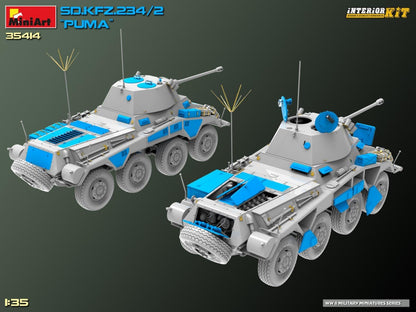 Mini Art 35414 1:35 Sd.Kfz.234/2 Puma Interior Kit - getrouwe replica, modelbouw, plastic bouwpakket, knutselen, hobby, lijmen, modelbouwset, montage, ongelakt