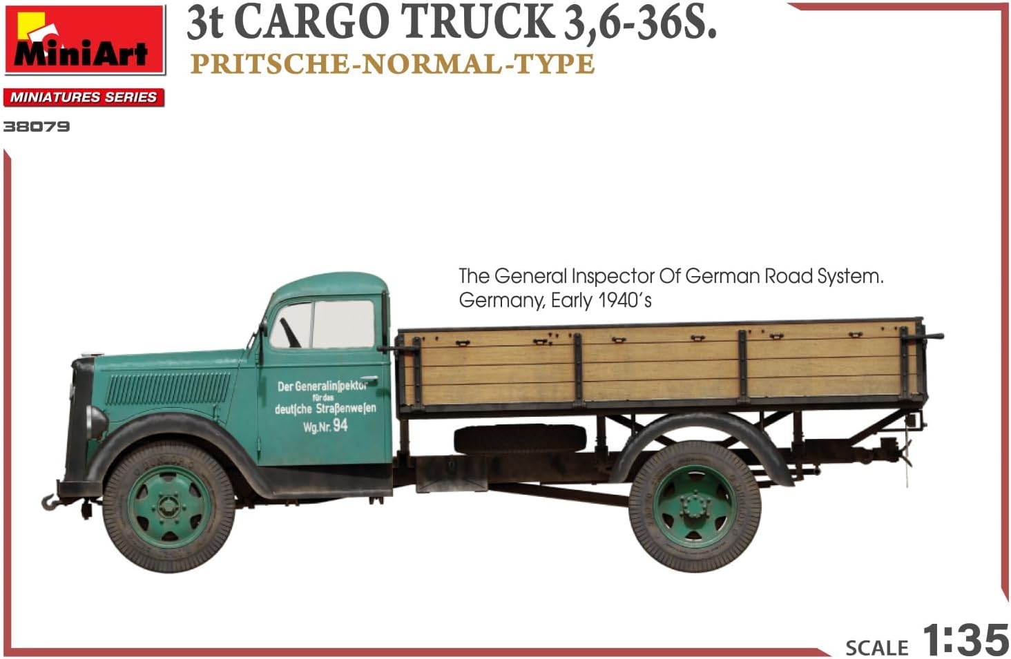 MiniArt 38079 1:35 3t Cargo Truck 3,6-36S Pitschenw. - Replica fedele all'originale, modellismo, kit di costruzione in plastica, artigianato, hobby, incollaggio, modello, assemblaggio, non verniciato