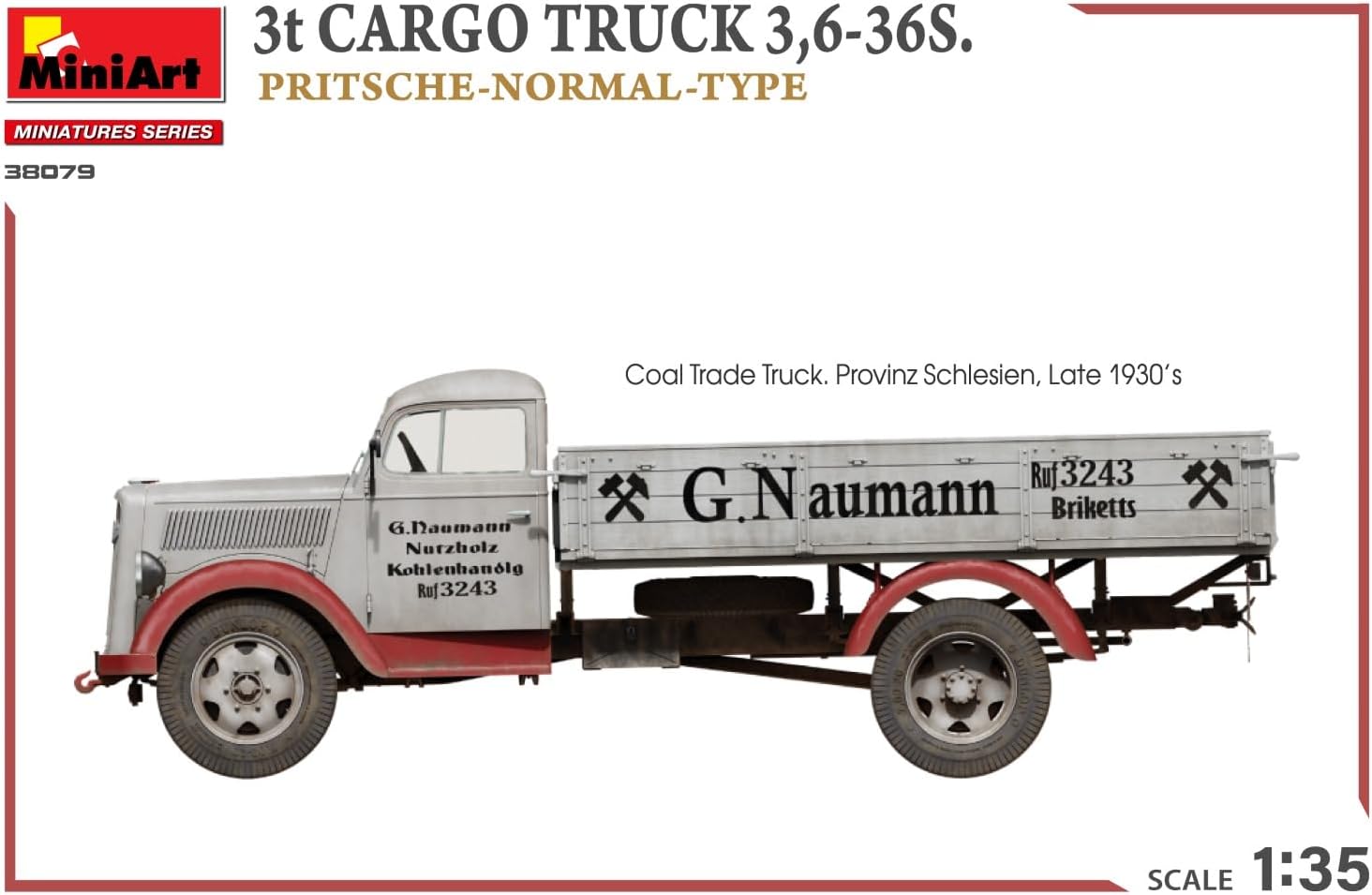 MiniArt 38079 1:35 3t Cargo Truck 3,6-36S Pitschenw. - Replica fedele all'originale, modellismo, kit di costruzione in plastica, artigianato, hobby, incollaggio, modello, assemblaggio, non verniciato