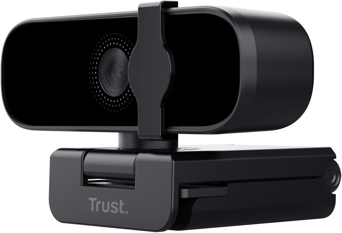 Trust Tanor 1080p Webcam for PC, Full HD USB Web Cam with Privacy Cover, 30 FPS Computer Camera with Microphone, 85% Recycled Plastics, Universal Stand, Webcam for Laptop Desktop Mac Windows