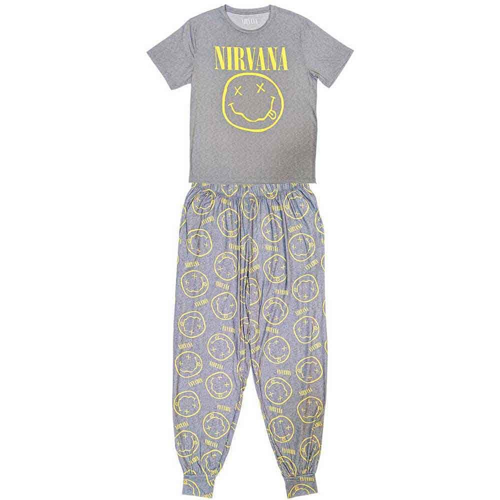 Pyjamas # Medium Unisex Grey # Yellow Smile