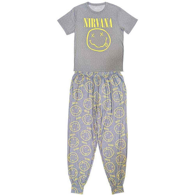 Pyjamas # Medium Unisex Grey # Yellow Smile