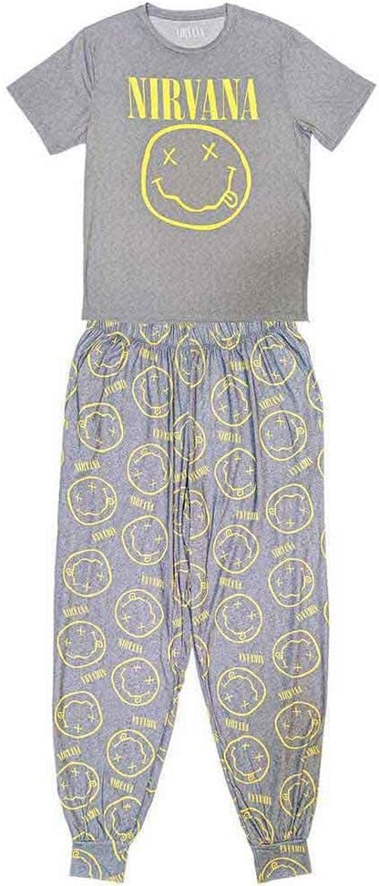 Pyjamas # Medium Unisex Grey # Yellow Smile