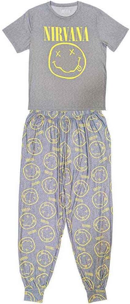 Pyjamas # Large Unisex Grey # Yellow Smile