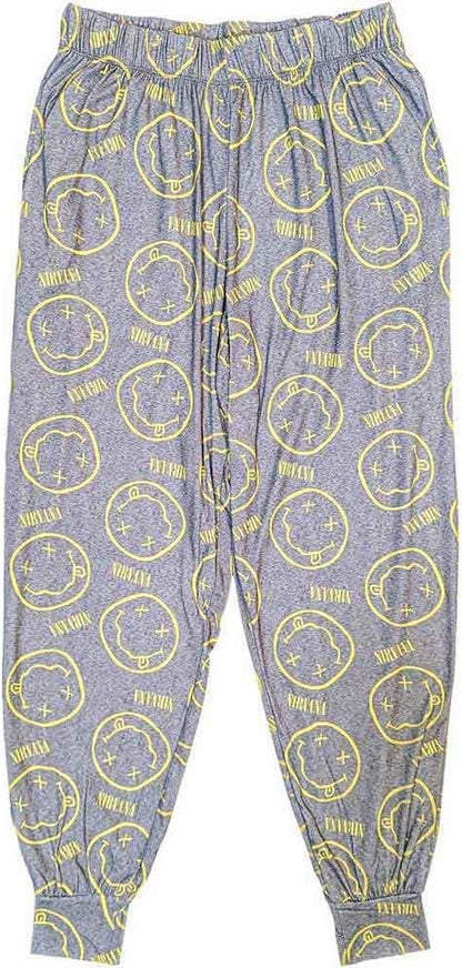 Pyjamas # Large Unisex Grey # Yellow Smile