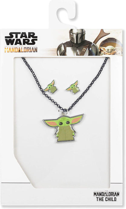 Disney - The Mandalorian Grogu The Child Green and Black Earring and Pendant Set