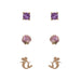 Disney Princess The Little Mermaid Purple & Gold Trio Earring Set