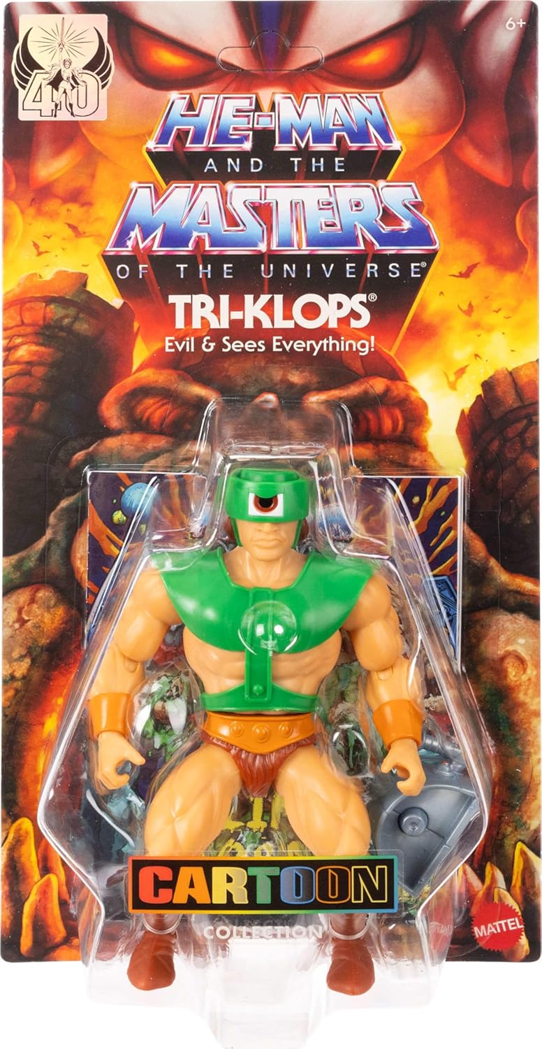 Masters of the Universe Origins Cartoon Collection Action Figure Tri-Klops, 5.5-inch 1980s TV Human Evil All-Seer, Detailed Design & Accessory, JBM81