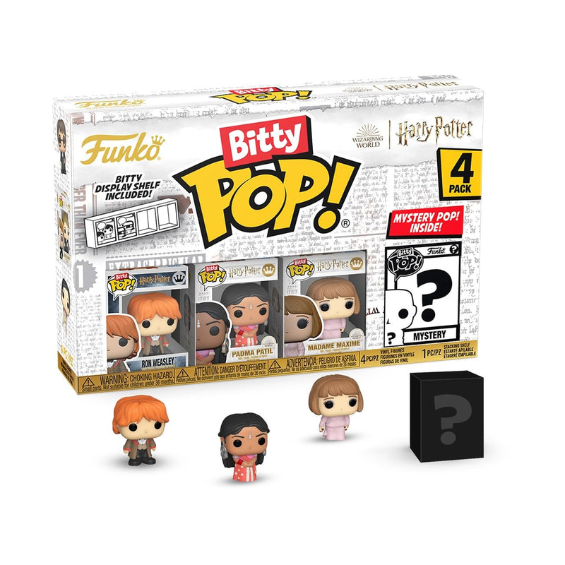 Funko Bitty Pop! HP GoF - Ron 4pk and A Surprise Mystery Mini Figure - 0.9 Inch (2.2 Cm) - Harry Potter Collectable - Stackable Display Shelf Included - Gift Idea - Party Bags Stocking