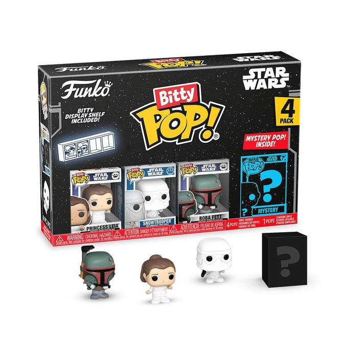 Funko Pop! Bitty: Star Wars - Princess Leia, Snowtrooper, Boba Fett & Mystery Chase Figure (Styles May Vary)