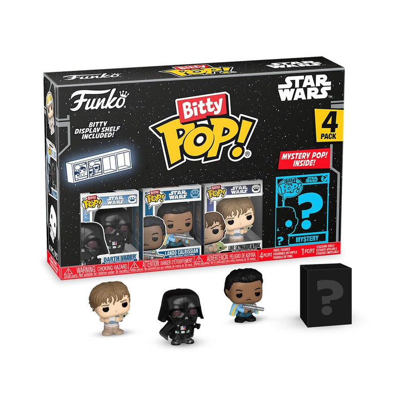 Funko Pop! Bitty: Star Wars - Darth Vader, Lando Calrissian, Luke Skywalker and Yoda, & Mystery Chase Figure (Styles May Vary)