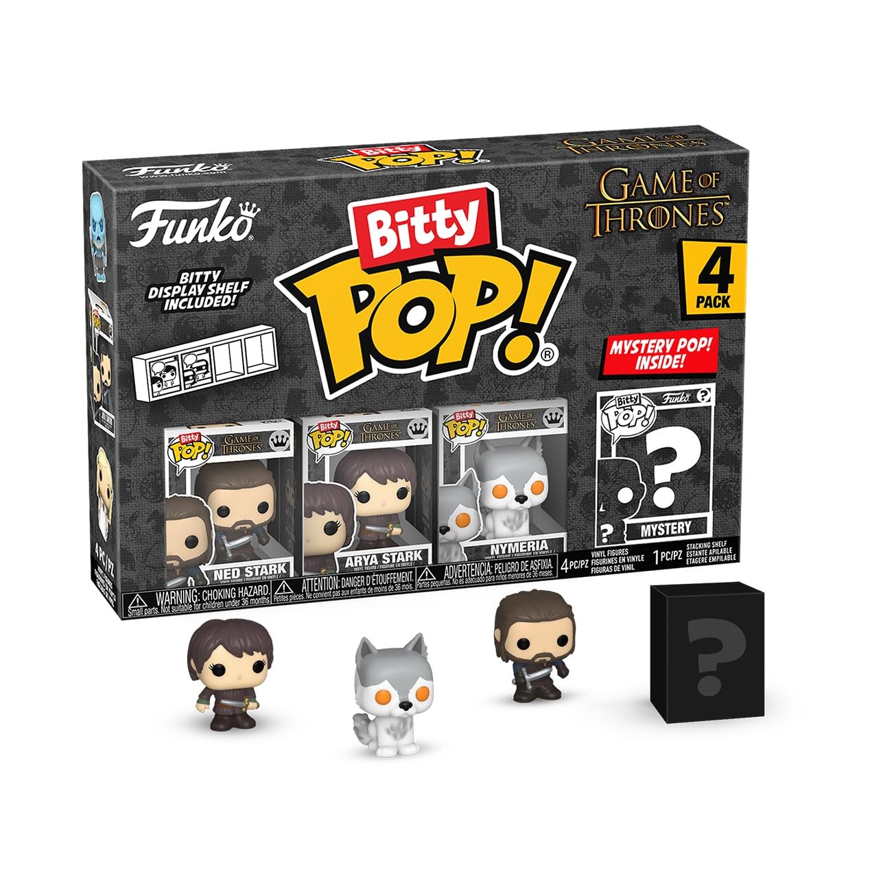 Funko Pop! Bitty: Game of Thrones - Ned Stark, Arya Stark, Nymeria, & Mystery Chase Figure (Styles May Vary)