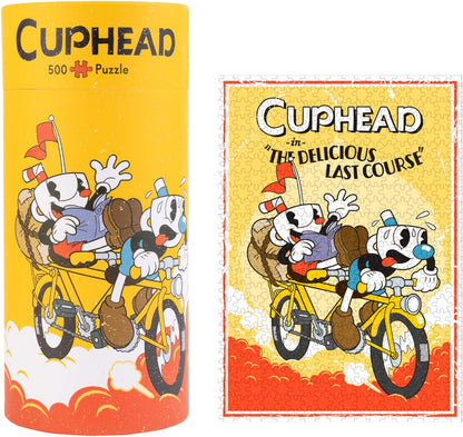 Grupo Erik: Puzzle Cuphead - Explorer Riders | Puzzle 500 pezzi con scatola decorativa + mini poster, 61 x 45,7 cm, puzzle bambini, Cuphead decorazione