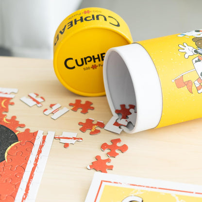 Grupo Erik: Puzzle Cuphead - Explorer Riders | Puzzle 500 pezzi con scatola decorativa + mini poster, 61 x 45,7 cm, puzzle bambini, Cuphead decorazione