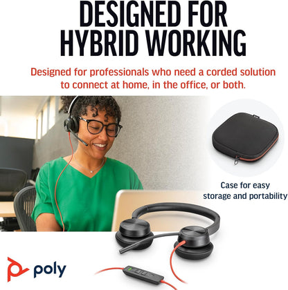 Poly Blackwire 8225 Premium Wired Headset – Active Noise Canceling – Hi-fi Stereo - Connect to PC/Mac - Works w/Teams, Zoom