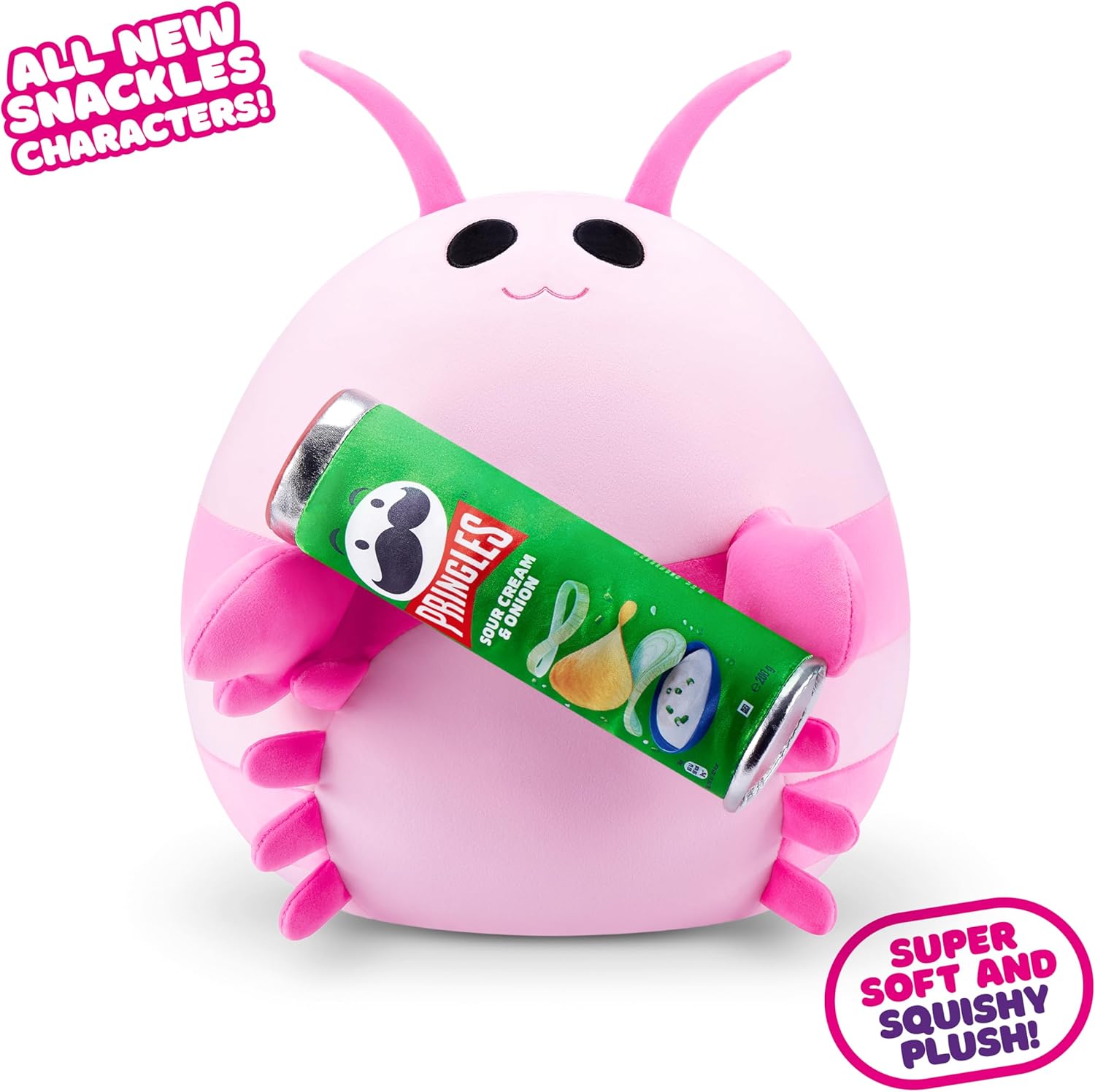 Snackles, Series 2, Pink Shrimp (Pringles, Sour Cream & Onion), Plush Toy, Medium (35 cm), Brown Box, (Pink Shrimp)