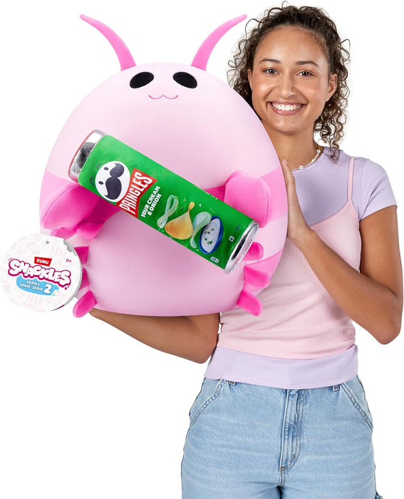 Snackles, Series 2, Pink Shrimp (Pringles, Sour Cream & Onion), Plush Toy, Medium (35 cm), Brown Box, (Pink Shrimp)
