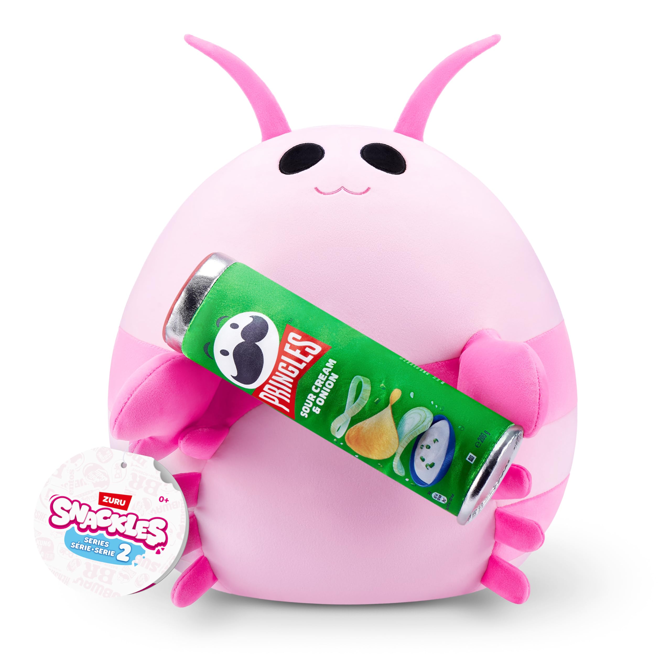 Snackles, Series 2, Pink Shrimp (Pringles, Sour Cream & Onion), Plush Toy, Medium (35 cm), Brown Box, (Pink Shrimp)