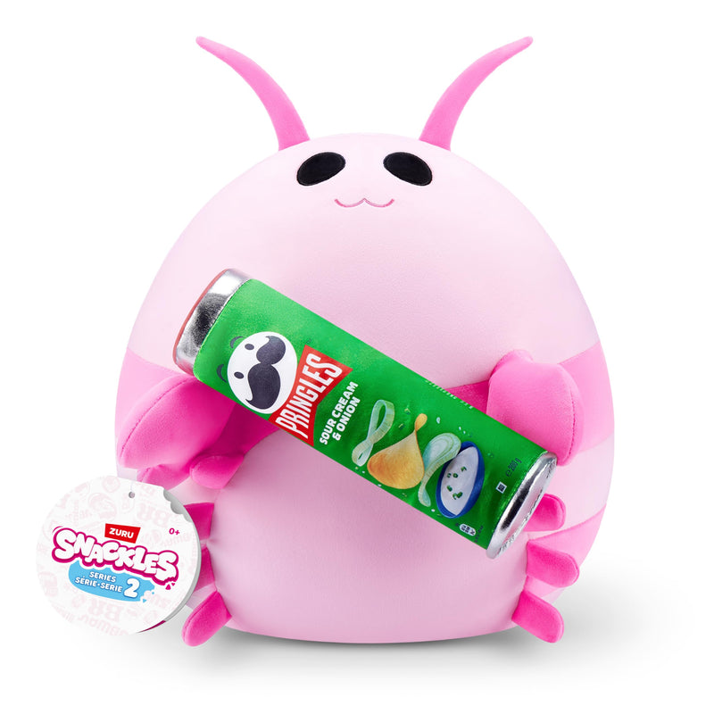 Snackles, Series 2, Pink Shrimp (Pringles, Sour Cream & Onion), Plush Toy, Medium (35 cm), Brown Box, (Pink Shrimp)