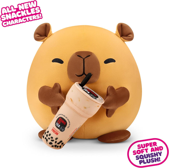 Snackles, Series 2, Capybara (Kung Fu Tea, Bubble Tea), Plush Toy, Cuddly Squishy Comfort Plush with License Snack Brand Accessory, Medium (35 cm), Brown Box, (Capybara) Medium (35 cm) Capybara (Kung Fu Tea, Bubble Tea)