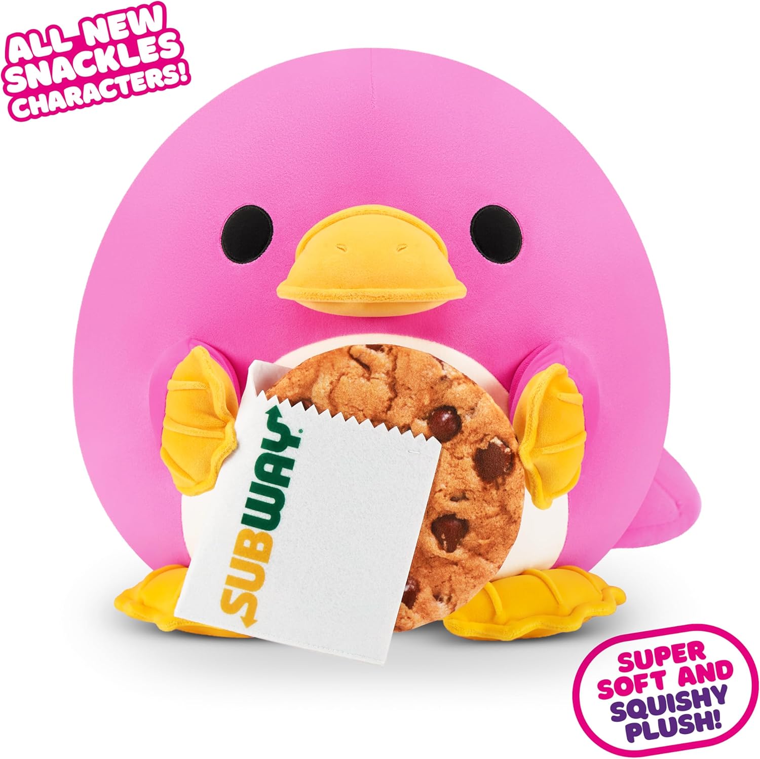 Snackles, Series 2, Platypus (Subway, Cookie), Plush Toy, Cuddly Squishy Comfort Plush with License Snack Brand Accessory, Medium (35 cm), Brown Box, (Platypus)
