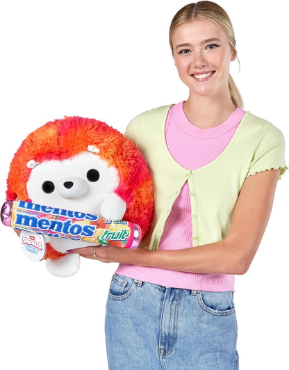 Snackles, Series 2, Hedgehog (Mentos, Fruit), Plush Toy, Cuddly Squishy Comfort Plush with License Snack Brand Accessory, Medium (35 cm), Brown Box, (Hedgehog)