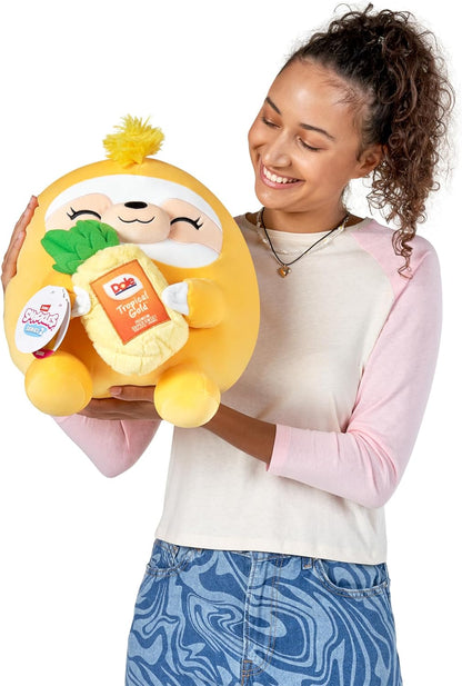 Snackles, Series 2, Sloth (Dole, Pineapple), Plush Toy, Cuddly Squishy Comfort Plush with License Snack Brand Accessory, Medium (35 cm), Brown Box, (Sloth)