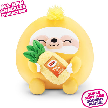 Snackles, Series 2, Sloth (Dole, Pineapple), Plush Toy, Cuddly Squishy Comfort Plush with License Snack Brand Accessory, Medium (35 cm), Brown Box, (Sloth)