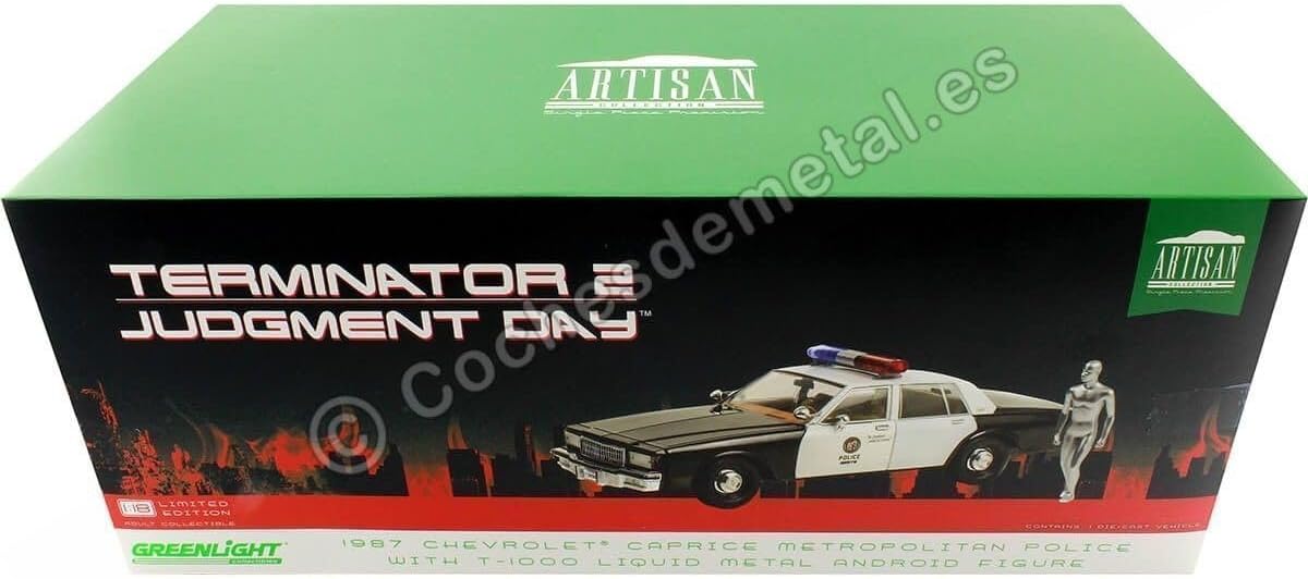 Greenlight- Terminator T-1000 Coches en Miniatura de colección, Color Negro/Blanco (19105