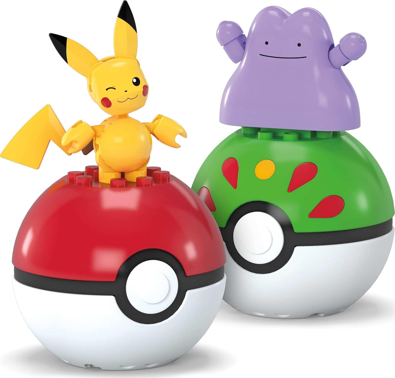 MEGA Pokémon Action Figure Building Toys Set, Poké Ball 2-Pack, Pikachu and Ditto with 42 Pieces, for Kids, JCT43