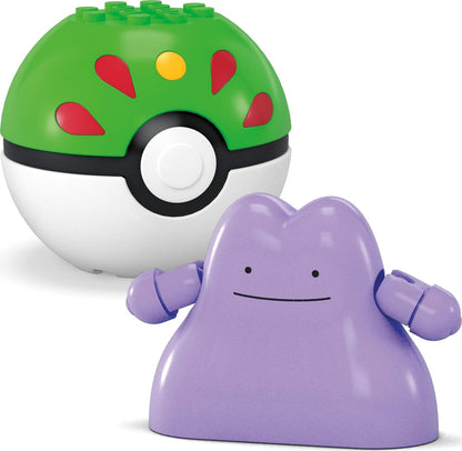 MEGA Pokémon Action Figure Building Toys Set, Poké Ball 2-Pack, Pikachu and Ditto with 42 Pieces, for Kids, JCT43