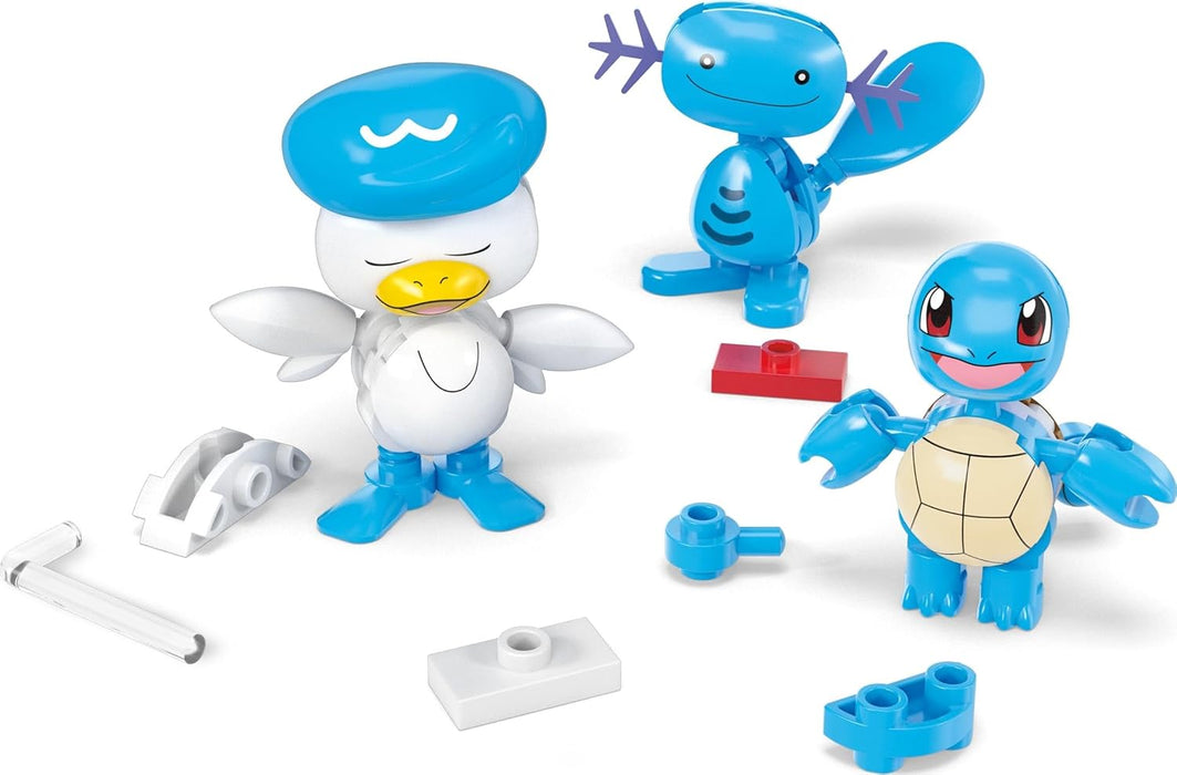 MEGA Pokémon Equipo de entrenador de tipo agua Conjunto de construcción con figura de acción de 5cm, 79 piezas, para niños y niñas, JCT42