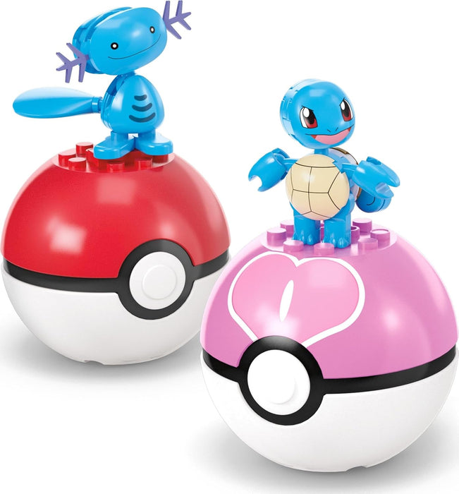 MEGA Pokémon Equipo de entrenador de tipo agua Conjunto de construcción con figura de acción de 5cm, 79 piezas, para niños y niñas, JCT42