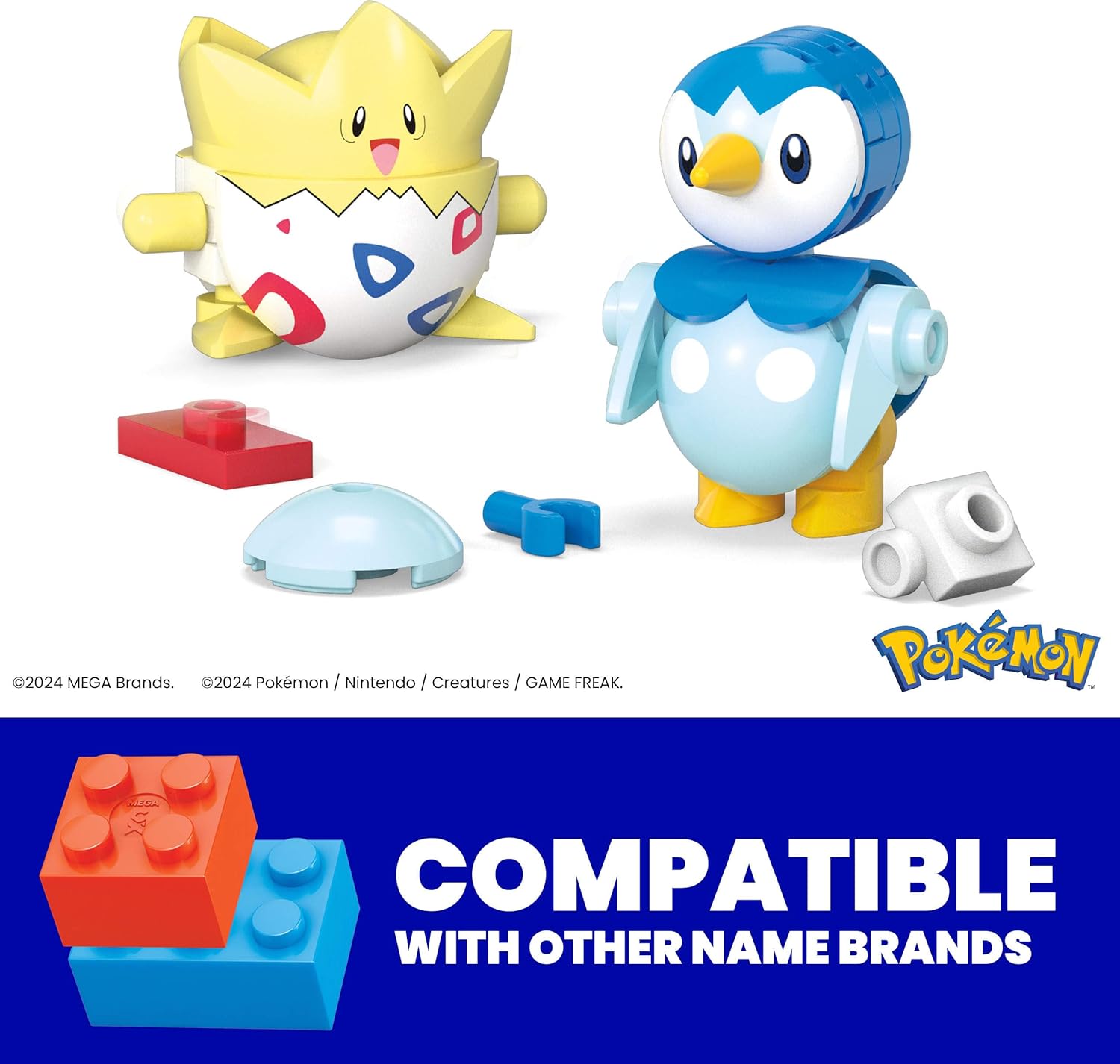 MEGA Pokémon Bouwset voor actiefiguren, Pokéballenset van 2, Togepi en Piplup, 41 onderdelen, speelgoed voor kinderen, JCT44
