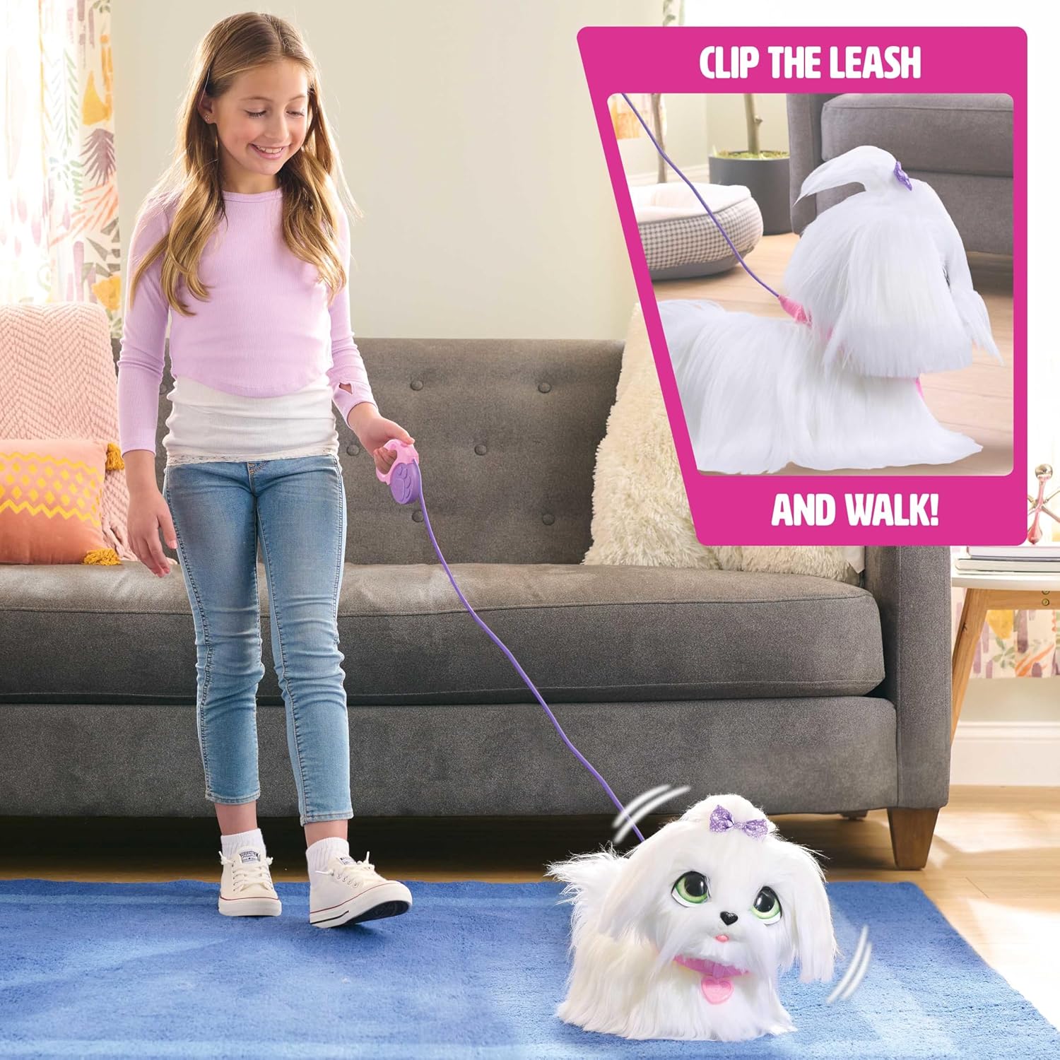 Just Play furReal GoGo Walkin Pup-hondje, interactief speelgoed, 22,9 cm grote, springende pluche puppy met geluidseffecten, kinderspeelgoed vanaf 4 jaar