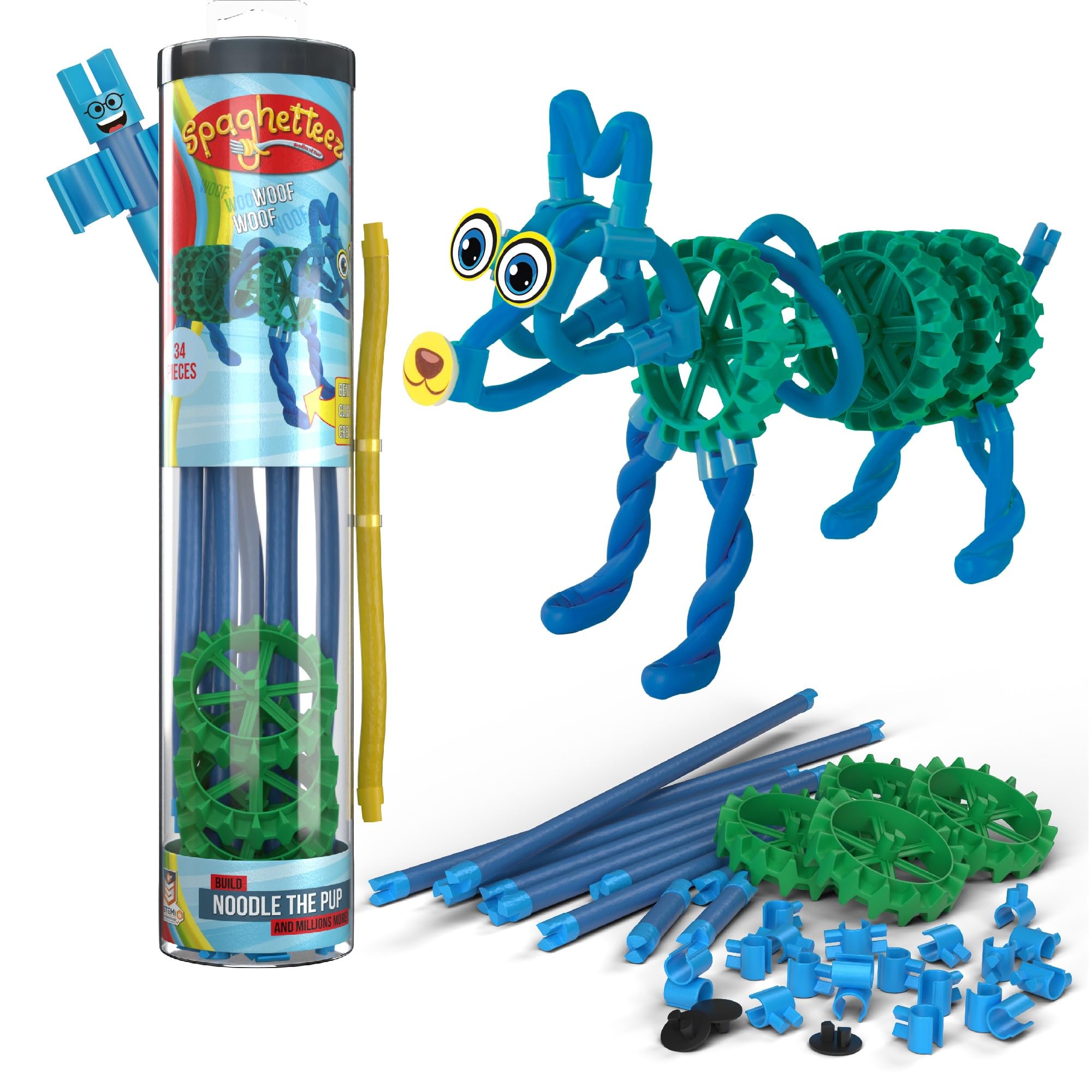 Spaghetteez antistress speelgoed voor kinderen vanaf 5 jaar, educatieve Montessori-knutselset voor jongens en meisjes, flexibele bouwstenen
