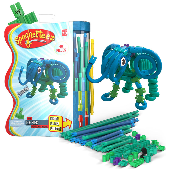 spaghetteez Anti-Stress-Spielzeug für Kinder ab 5 Jahren, pädagogisches Montessori-Bastelset für Jungen und Mädchen, Flexible Baustöcke zum Basteln