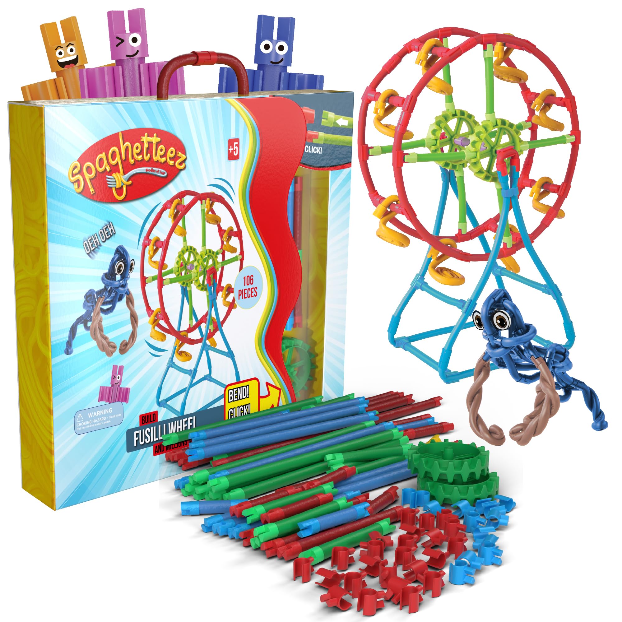 Spaghetteez antistress speelgoed voor kinderen vanaf 5 jaar, educatieve Montessori-knutselset voor jongens en meisjes, flexibele bouwstenen