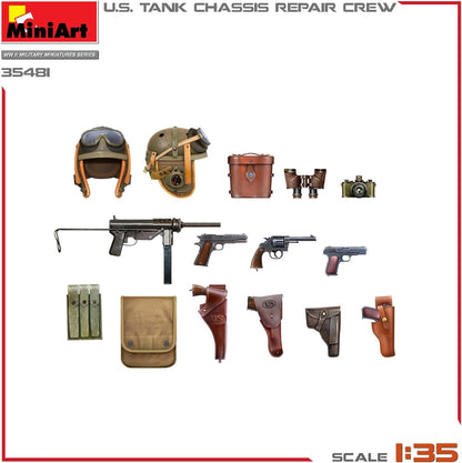 Mini Art 35481 1:35 US Panzer Mechaniker Crew (2) - originalgetreue Nachbildung, Modellbau, Plastik Bausatz, Basteln, Hobby, Kleben, Modellbausatz, Zusammenbauen, unlackiert