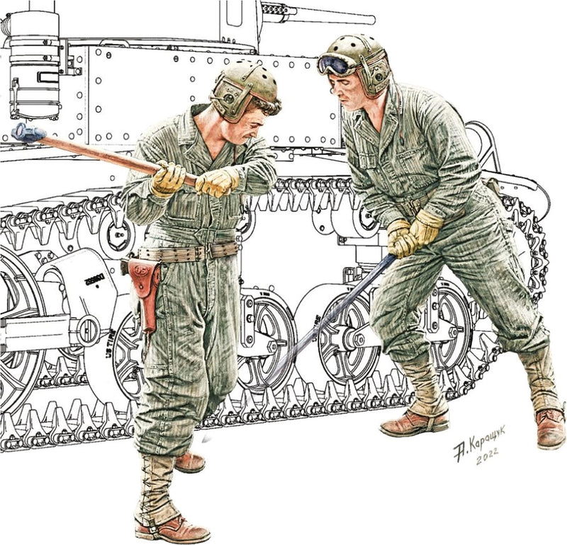 Mini Art 35481 1:35 US Panzer Mechaniker Crew (2) - originalgetreue Nachbildung, Modellbau, Plastik Bausatz, Basteln, Hobby, Kleben, Modellbausatz, Zusammenbauen, unlackiert