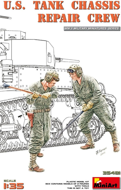 Mini Art 35481 1:35 US Panzer Mechaniker Crew (2) - originalgetreue Nachbildung, Modellbau, Plastik Bausatz, Basteln, Hobby, Kleben, Modellbausatz, Zusammenbauen, unlackiert