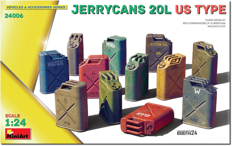 Miniart 24006 1:24 Tanica USA 20 litri - riproduzione fedele, modellismo, kit in plastica, artigianato, hobby, incollaggio, kit di modellismo, montaggio