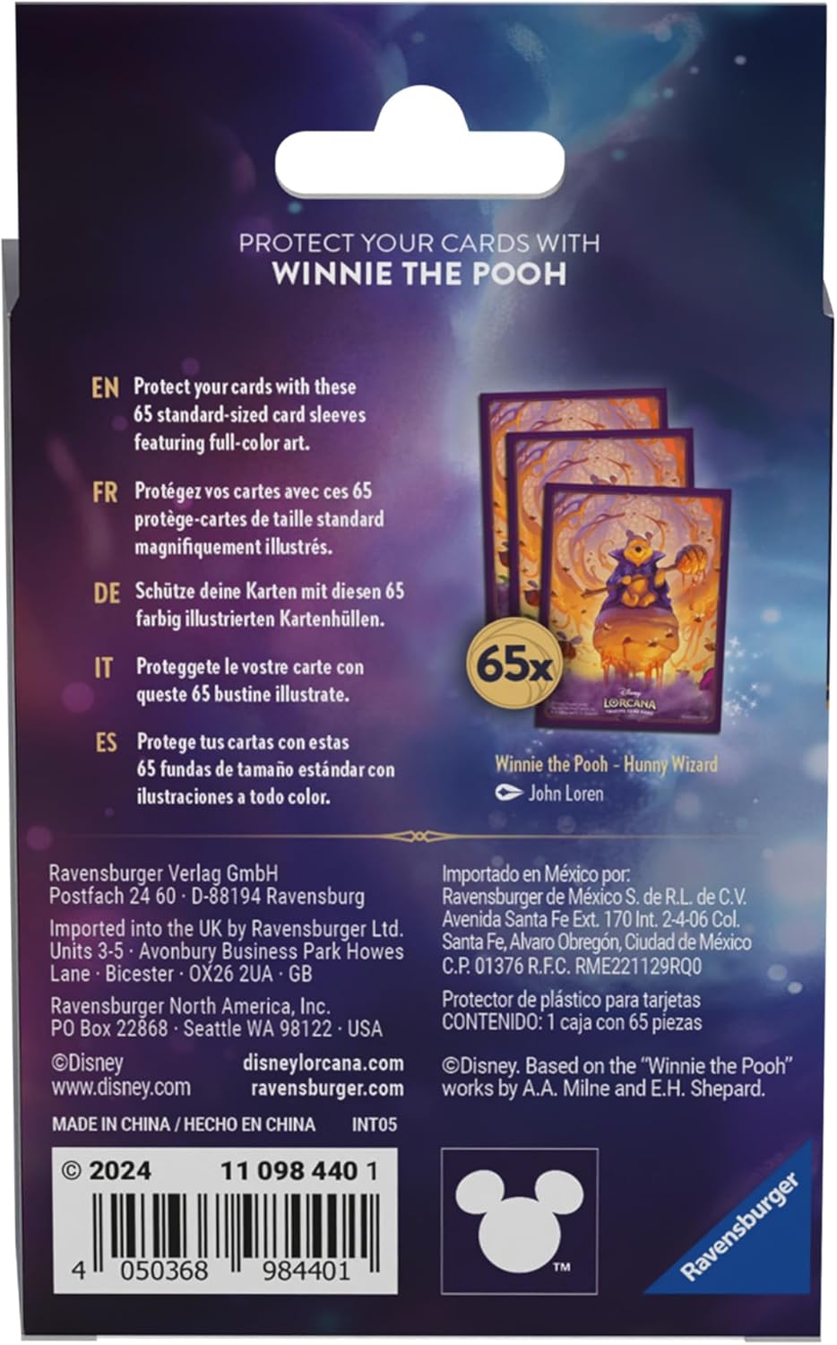 Ravensburger Disney Lorcana TCG Trading Adults and Kids 8 Years Up - Winnie The Pooh 65 Card Sleeves - Set 6: Azurite Sea