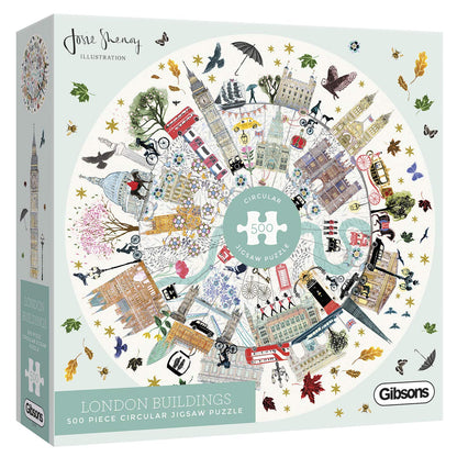 Gibsons White Logo Collection Buildings of London-Puzzle Circular de 500 Piezas (G3700