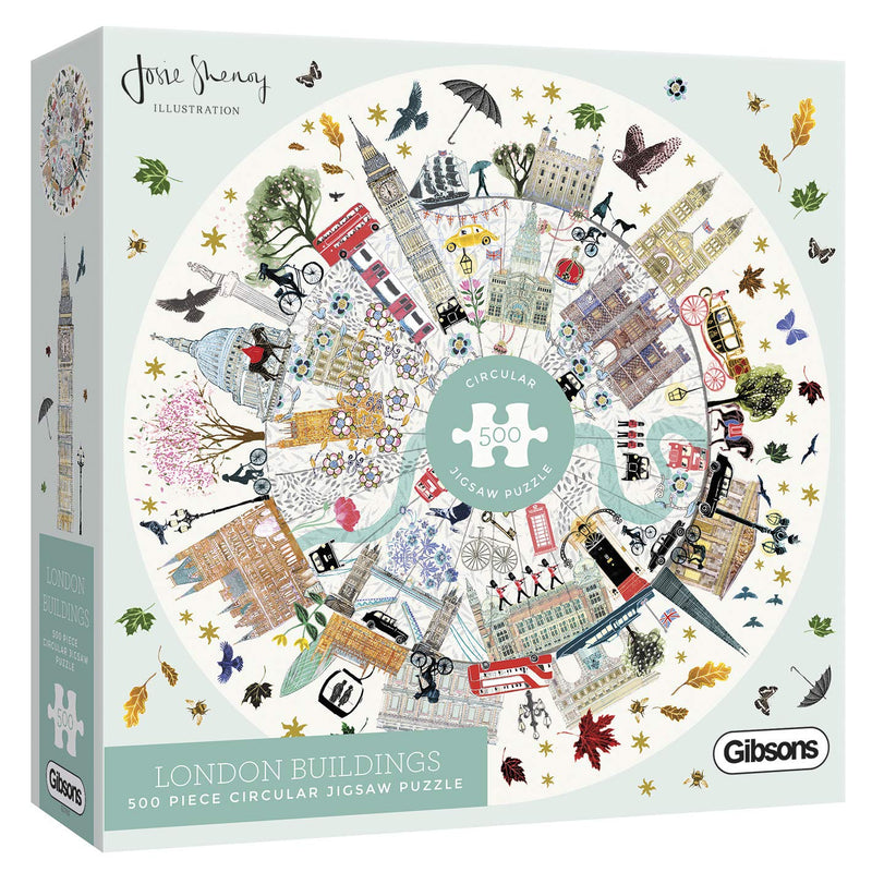 Gibsons White Logo Collection Buildings of London-Puzzle Circular de 500 Piezas (G3700