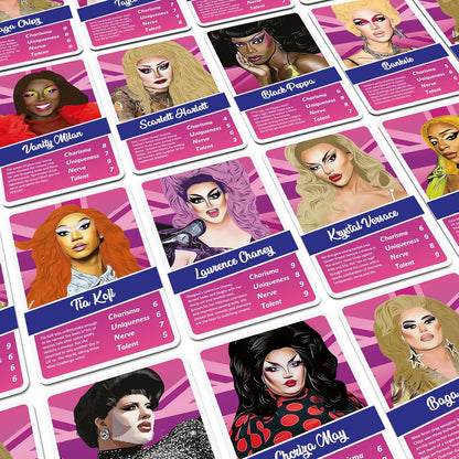 Bubblegum Stuff Top Drags UK - Juego de cartas no oficial de Drag Race UK - Sashay Your Way to Victory - Canal Carisma, singularidad, nervio y talento - Diversión de cultura pop para todas las edades