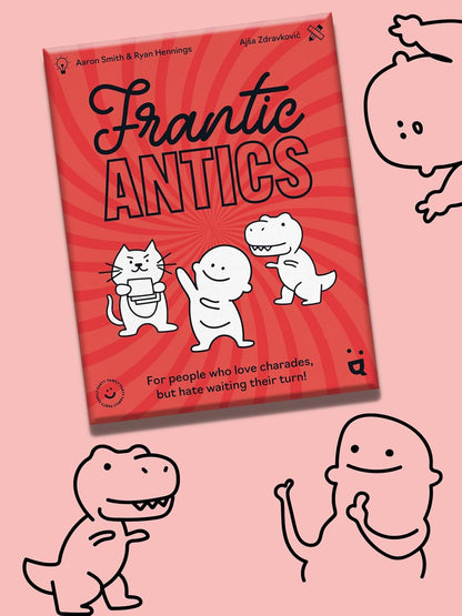 Helvetiq Frantic Antics - Juego de fiesta de ritmo rápido, juego de charadas con pensamiento y actuación rápidos, divertido juego familiar para niños y adultos, a partir de 8 años, 4-10 jugadores