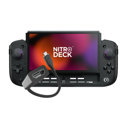 CRKD Nitro Deck+ with HDMI Adapter - Handheld Pro Controller for Nintendo Switch & OLED Model - TV Dockable - Programmable Sidekicks & Back Buttons - TruCollection System (Clear Black